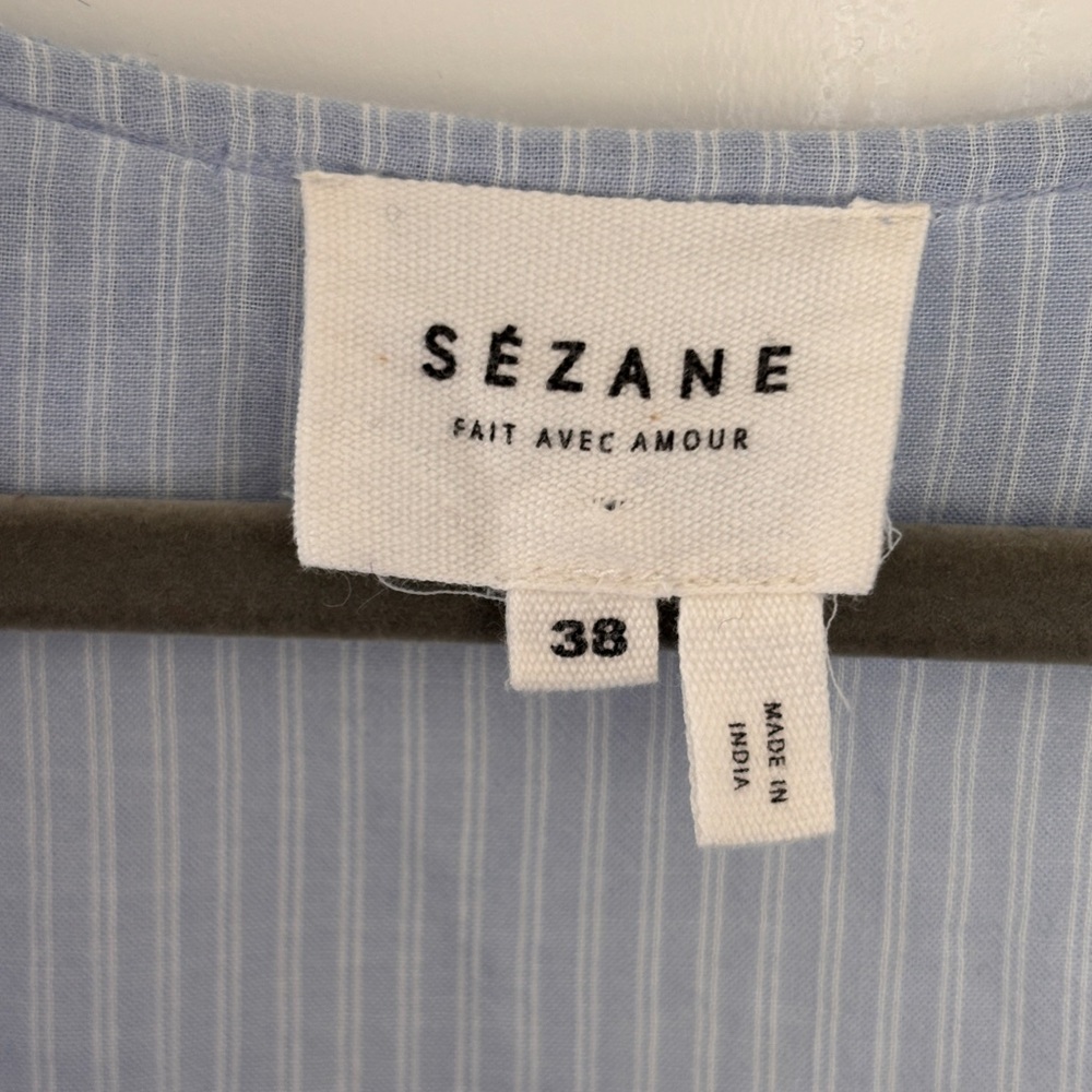 Sezane Light Blue Ruffle Blouse - Size 38 - Picture 4 of 6